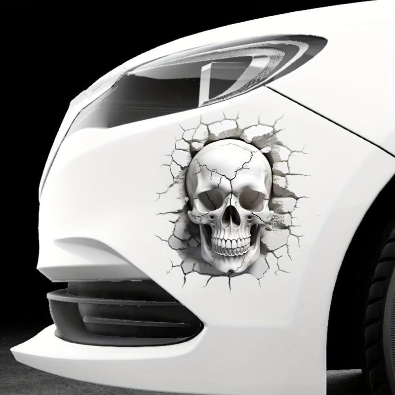 3D Skull Head Cracking Effect Decoration Sticker Waterproof Car Hood Sticker