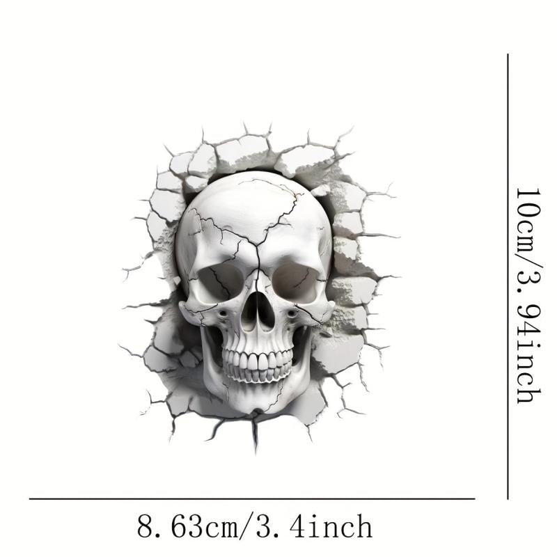 3D Skull Head Cracking Effect Decoration Sticker Waterproof Car Hood Sticker