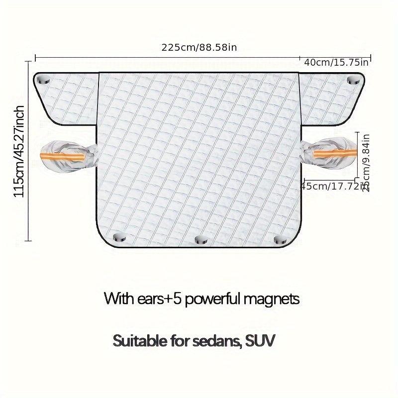 Car Snow Cover PE Aluminum Film 5 Magnets Winter Front Windshield Snow Cover