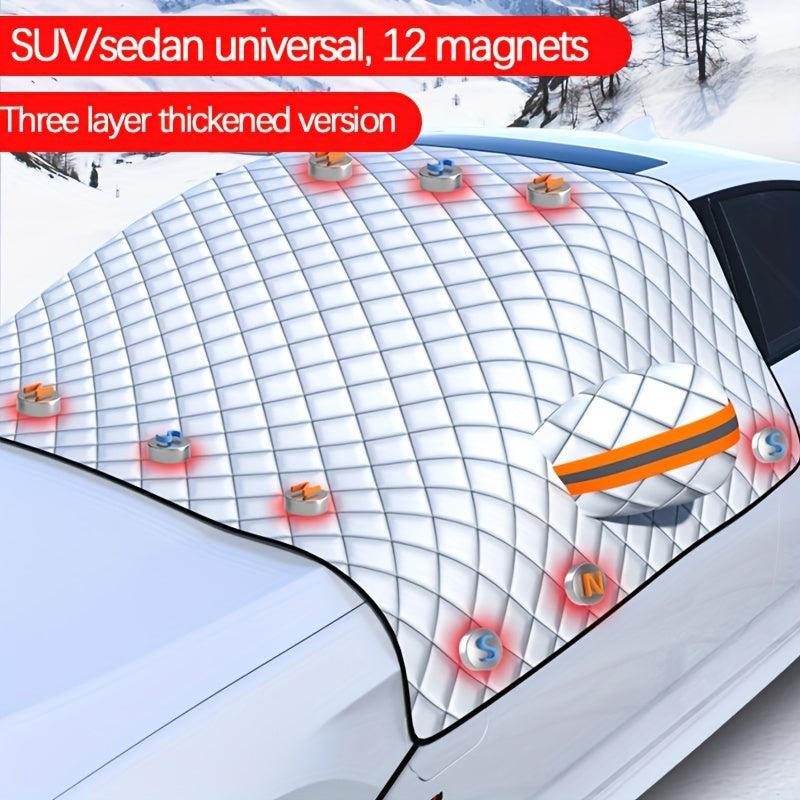 Car Snow Cover PE Aluminum Film 5 Magnets Winter Front Windshield Snow Cover