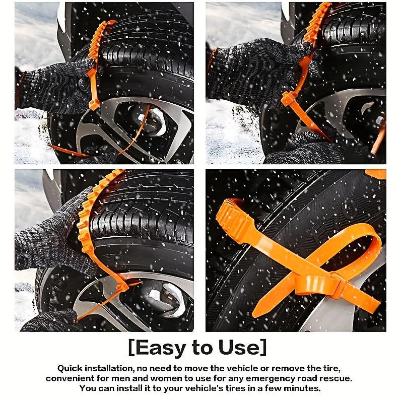 12pcs Snow Tire Chains Car Cable Tire Reusable Antiskid Mud Chains