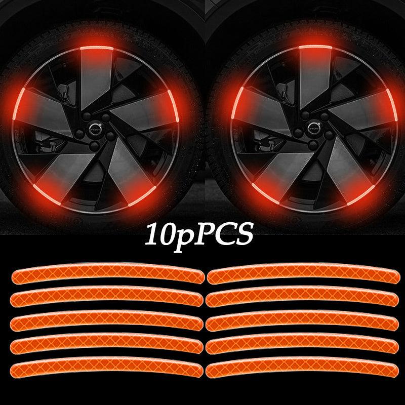 10pcs Reflective Hub Stickers for Car, Bicycle, Moto