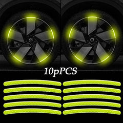 10pcs Reflective Hub Stickers for Car, Bicycle, Moto