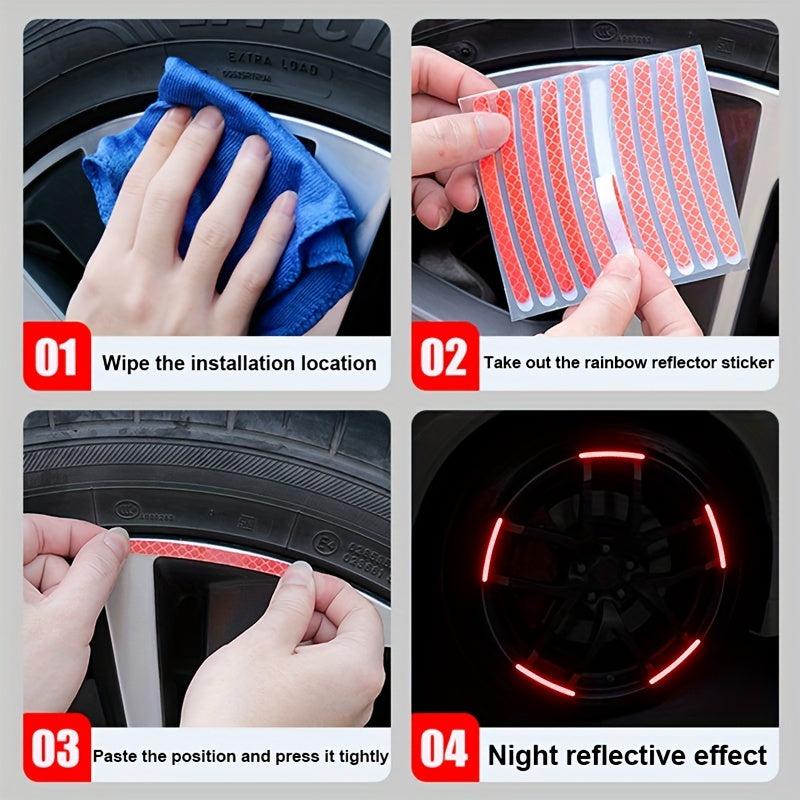 20pcs Red Car Wheel Hub Reflective Stickers Night Stickers