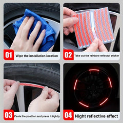 20pcs Red Car Wheel Hub Reflective Stickers Night Stickers