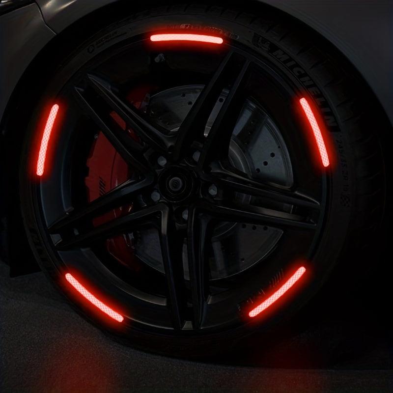 20pcs Red Car Wheel Hub Reflective Stickers Night Stickers