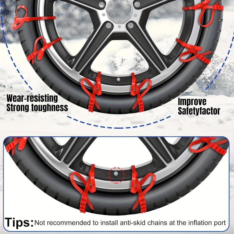 Universal Snow Chain 12PCS Winter Skid Tire Chain for Cars Trucks SUVs