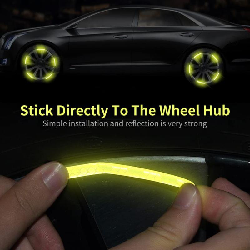 20Pcs Car Wheel Hub Reflective Stickers Tire Rim Safety Reflective Strip