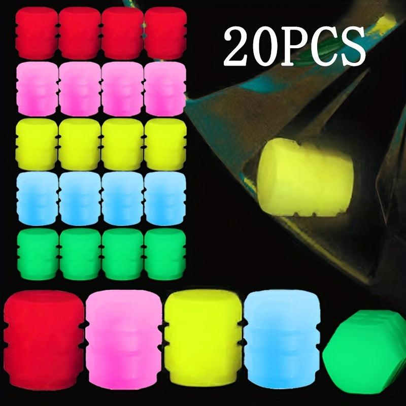 20Pcs Mini Luminous Tire Valve Caps Motorcycle Glowing Valve Cover Wheel Hub