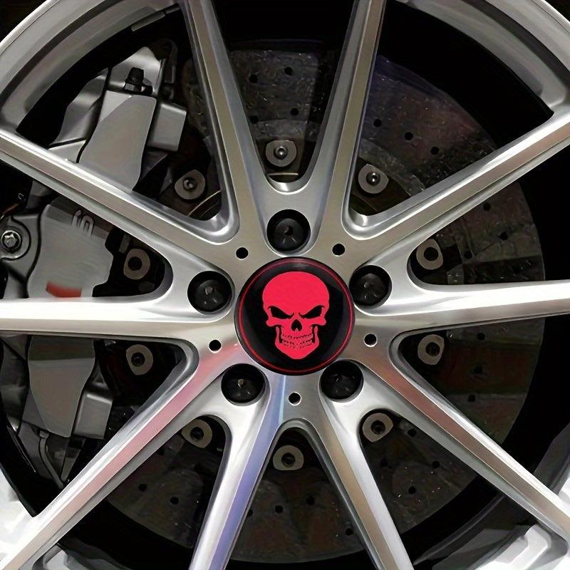 4pcs Skeleton Skull Car Wheel Hub Cap Stickers 56mm