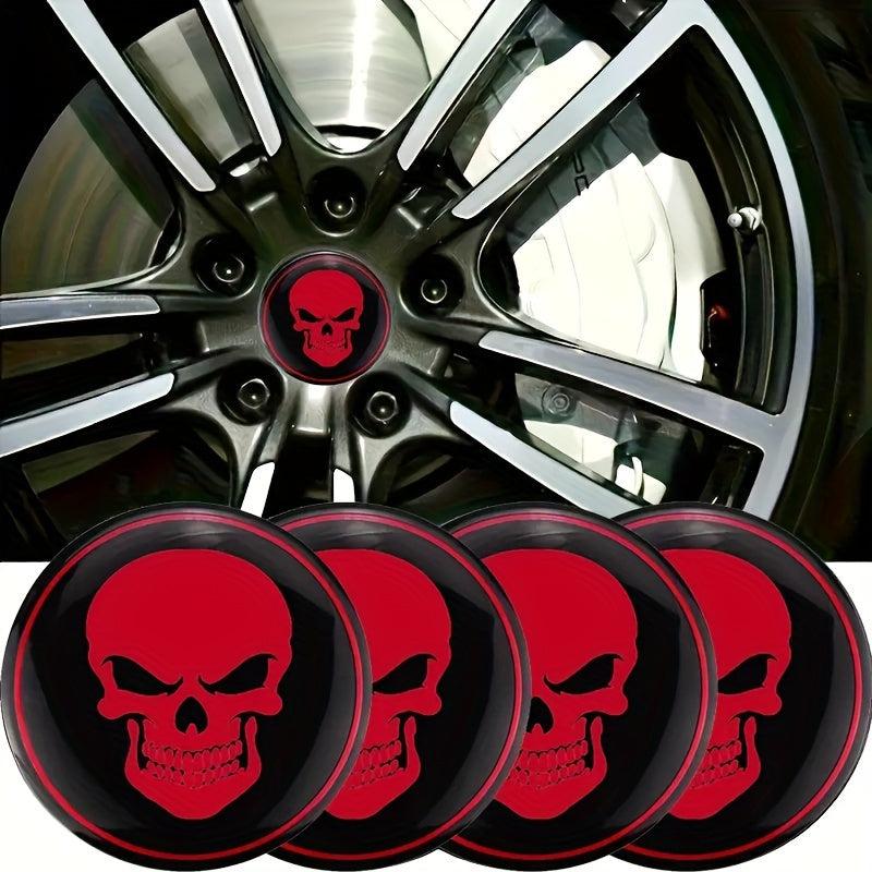 4pcs Skeleton Skull Car Wheel Hub Cap Stickers 56mm
