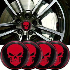 4pcs Skeleton Skull Car Wheel Hub Cap Stickers 56mm