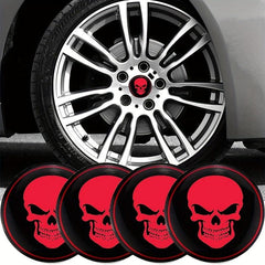 4pcs Skeleton Skull Car Wheel Hub Cap Stickers 56mm