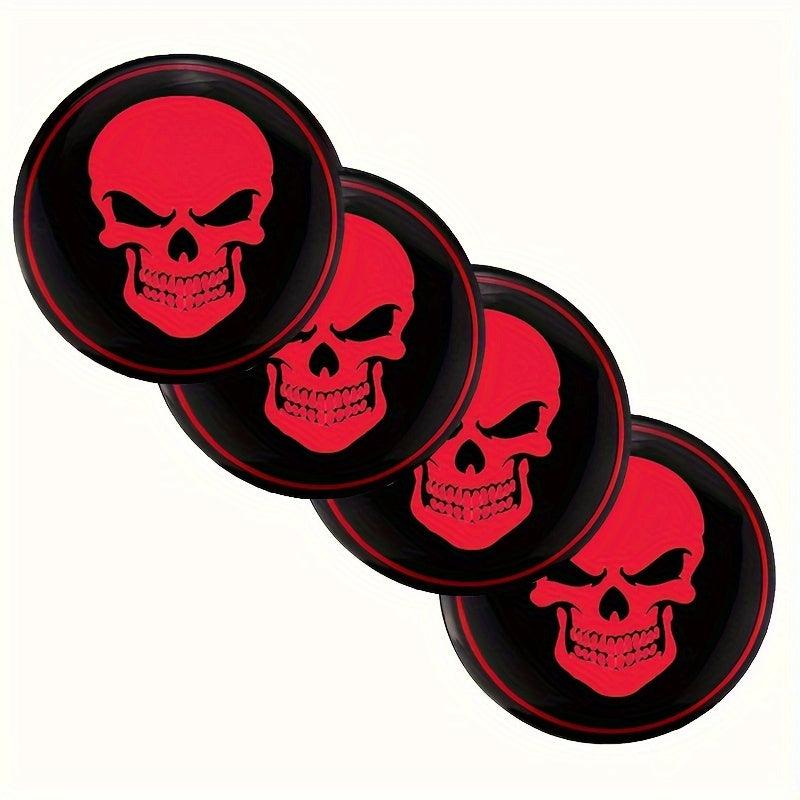 4pcs Skeleton Skull Car Wheel Hub Cap Stickers 56mm