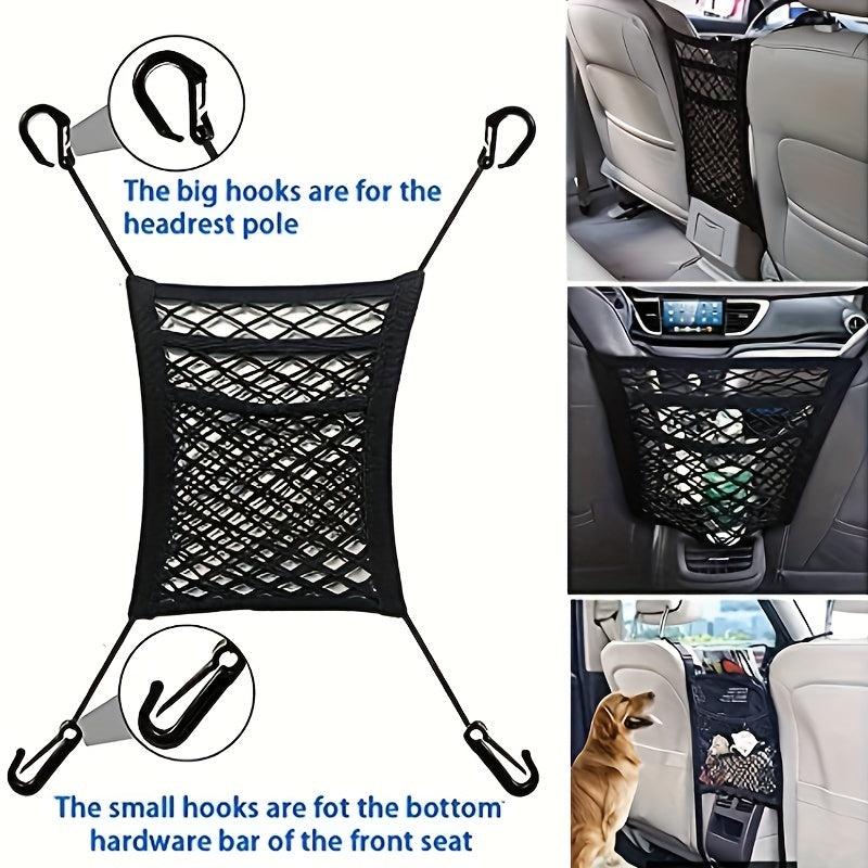 Car Mesh Organizer Seat Back Net Bag Barrier - Upgrade Stretch Length