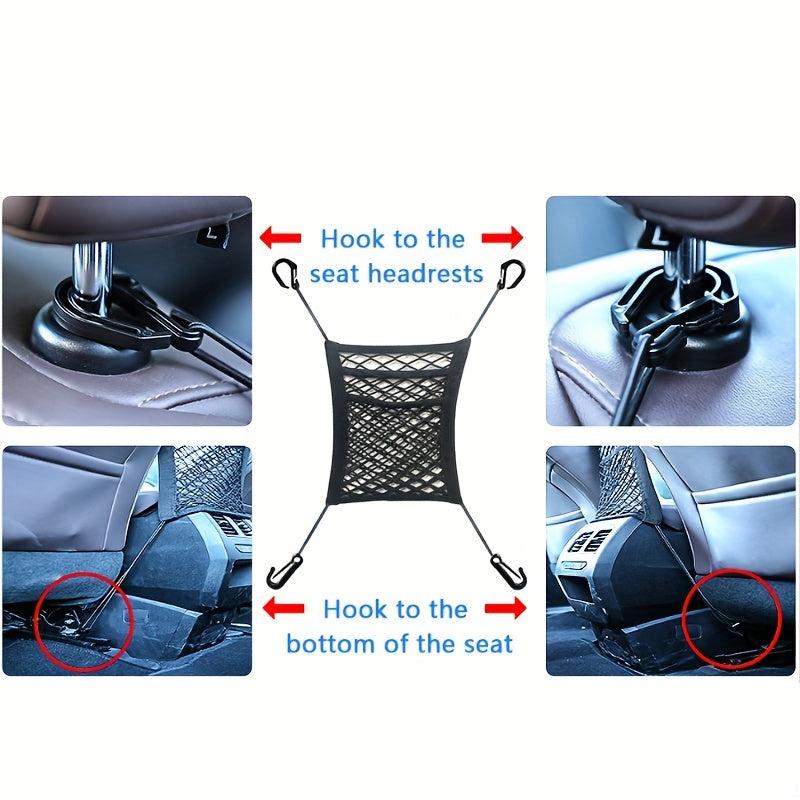 Car Mesh Organizer Seat Back Net Bag Barrier - Upgrade Stretch Length