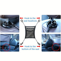 Car Mesh Organizer Seat Back Net Bag Barrier - Upgrade Stretch Length