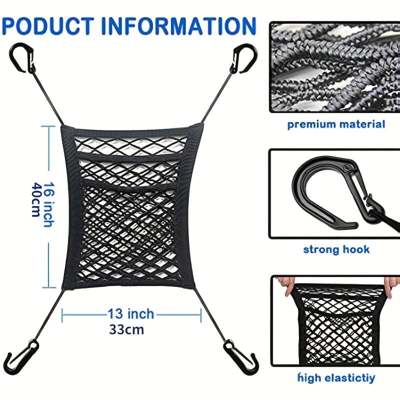 Car Mesh Organizer Seat Back Net Bag Barrier - Upgrade Stretch Length