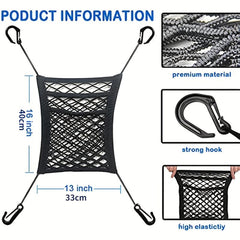 Car Mesh Organizer Seat Back Net Bag Barrier - Upgrade Stretch Length