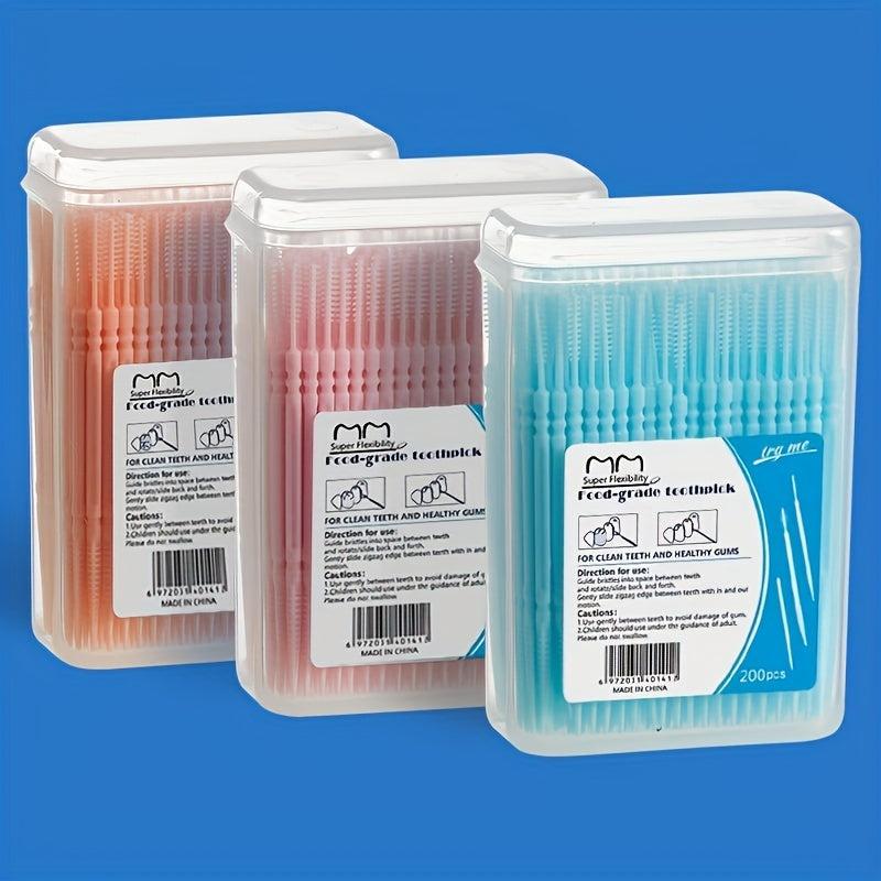 200pcs Dental Care Toothpick Floss Double headed Disposable Toothbrush Pick