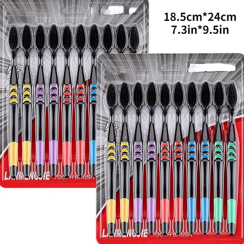 10pcs Bamboo Charcoal Toothbrush Set for Adults
