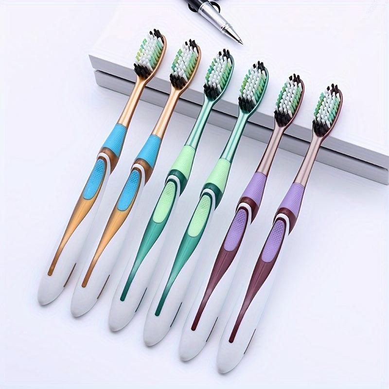 6pcs Medium Hard Hair Toothbrush 6 Independent Packs Adult Family Pack