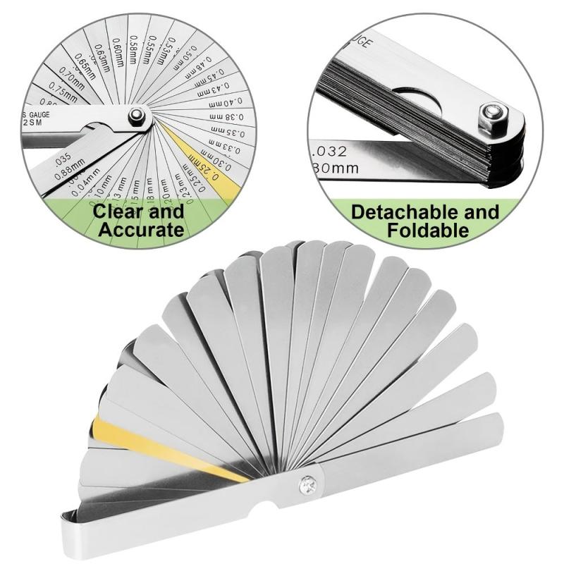 Stainless Steel 32 Piece Combination Feeler Gauge Inch Electronic Instrument