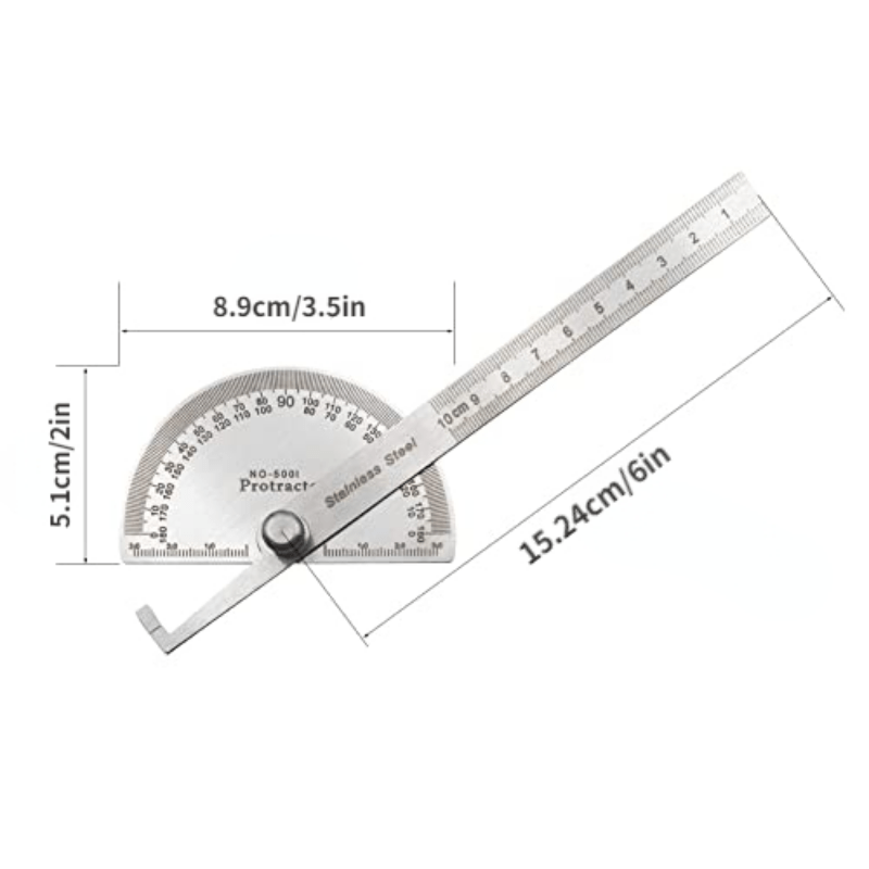 Stainless Steel Angle Ruler 0-180 Degrees Woodworking Tool
