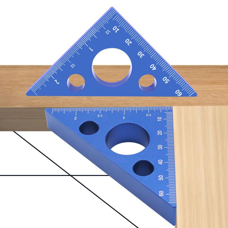1pc 45 90 Degree Woodworking Triangle Ruler Aluminum Alloy Right Angle Gauge