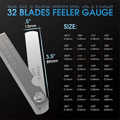 Metric Stainless Steel 32 Blades Feeler Gauge 0.04-0.88MM Thickness
