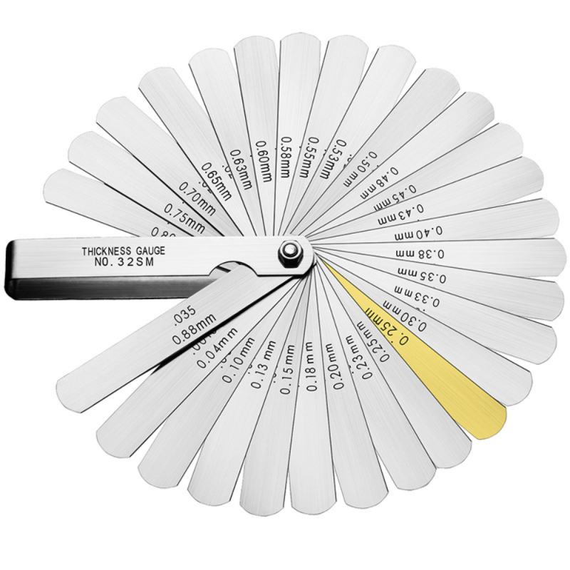 Metric Stainless Steel 32 Blades Feeler Gauge 0.04-0.88MM Thickness