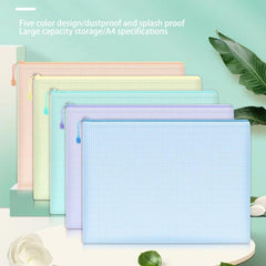 Thickened A4 File Bag Zipper PVC Transparent Mesh Large Capacity