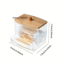 Clear Acrylic Cotton Swab Storage Box Makeup Organizer