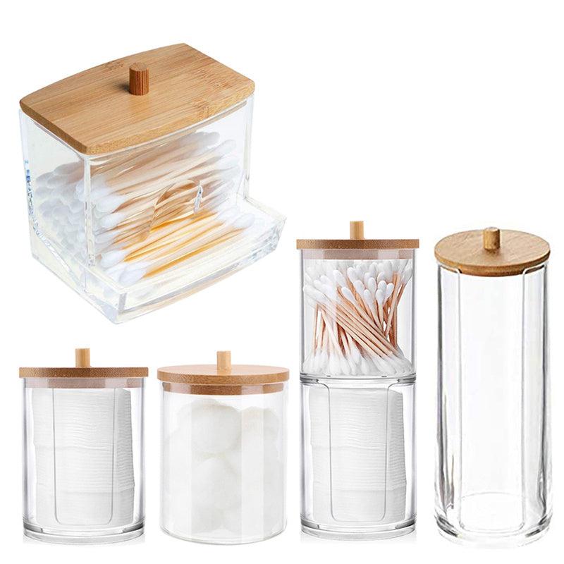 Clear Acrylic Cotton Swab Storage Box Makeup Organizer