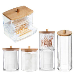 Clear Acrylic Cotton Swab Storage Box Makeup Organizer