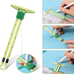 5 in 1 Sliding Ruler Multifunctional Quilting Plastic Drawing Triangle Ruler