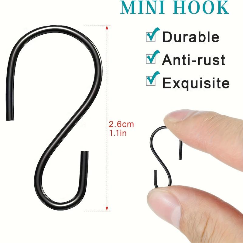 60pcs Mini S Hook 2.54cm Metal Hanging Hooks for Ornaments & Pot Storage