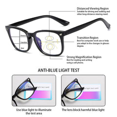 Square Progressive Reading Glasses Anti Light Presbyopic Glasses Spring Hinge