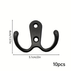 10 Pack Heavy Duty Metal Double Hook Wall Mounted with Screws
