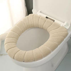 Knitted Toilet Seat Cover Cushion - Washable & Protective