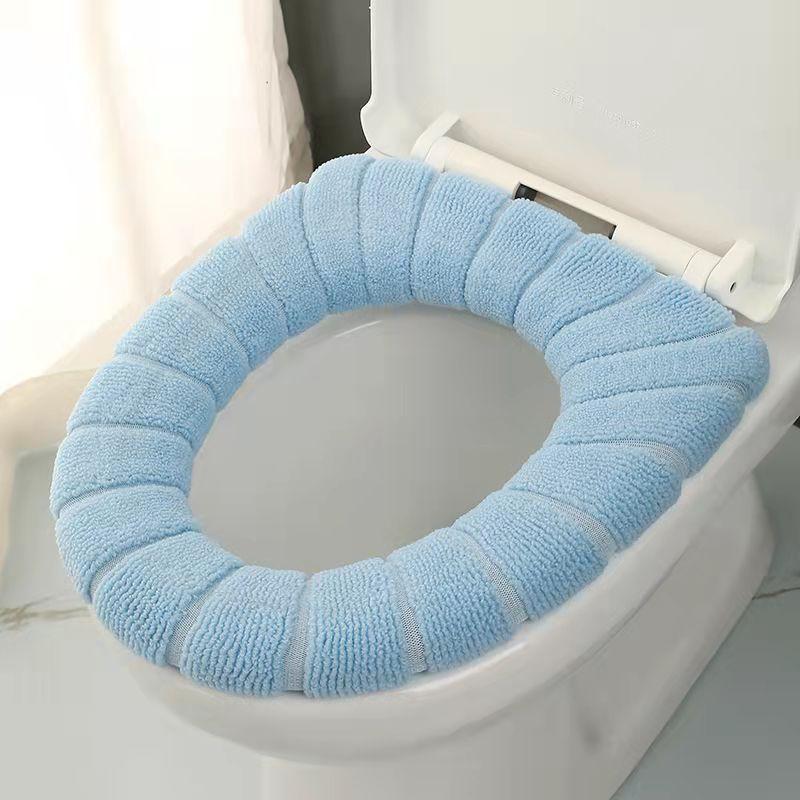 Knitted Toilet Seat Cover Cushion - Washable & Protective