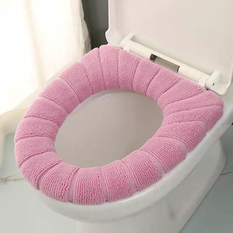 Knitted Toilet Seat Cover Cushion - Washable & Protective