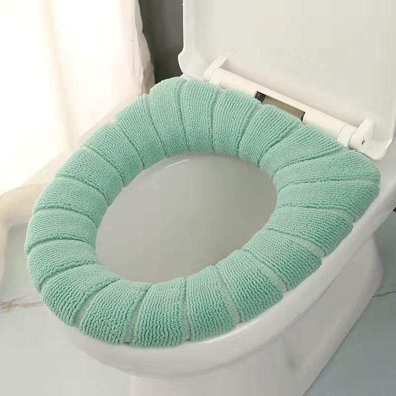 Knitted Toilet Seat Cover Cushion - Washable & Protective
