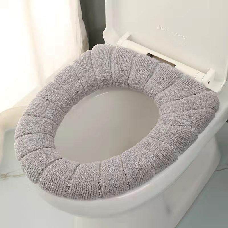 Knitted Toilet Seat Cover Cushion - Washable & Protective