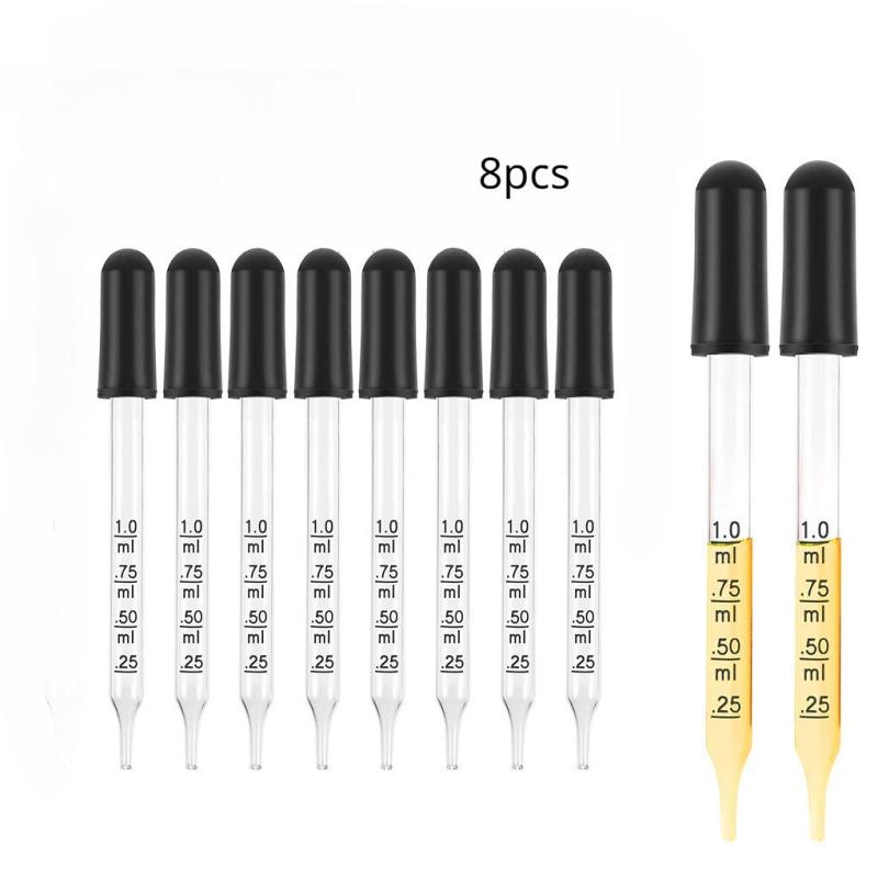 8pcs Essential Oils Eye Dropper Straight Tip Glass Medicine Dropping Pipettes