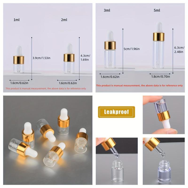 10pcs Clear Glass Dropper Vials for Essential Oils Perfume - Travel Size