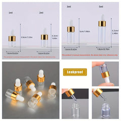 10pcs Clear Glass Dropper Vials for Essential Oils Perfume - Travel Size