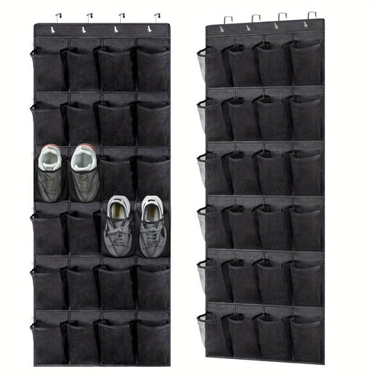 Over The Door Shoe Organizer Storage Bag with 24 Large Pockets