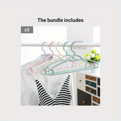 5pcs Wide Shoulder Plastic Hanger Drying Rack for Adult Clothes