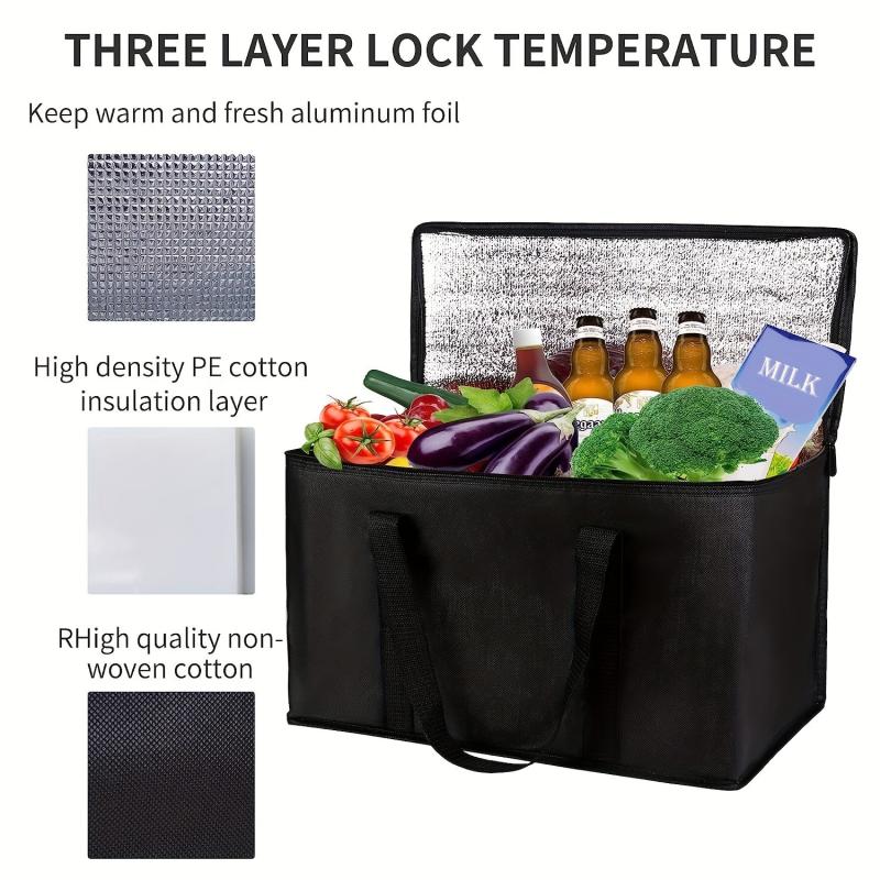 Large Insulated Food Bag Reusable Grocery Cooler Tote